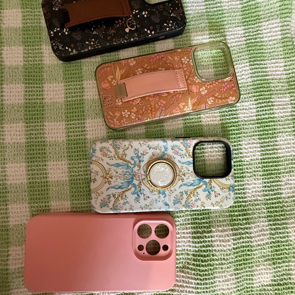 Floral and Solid Color Phone Case Set